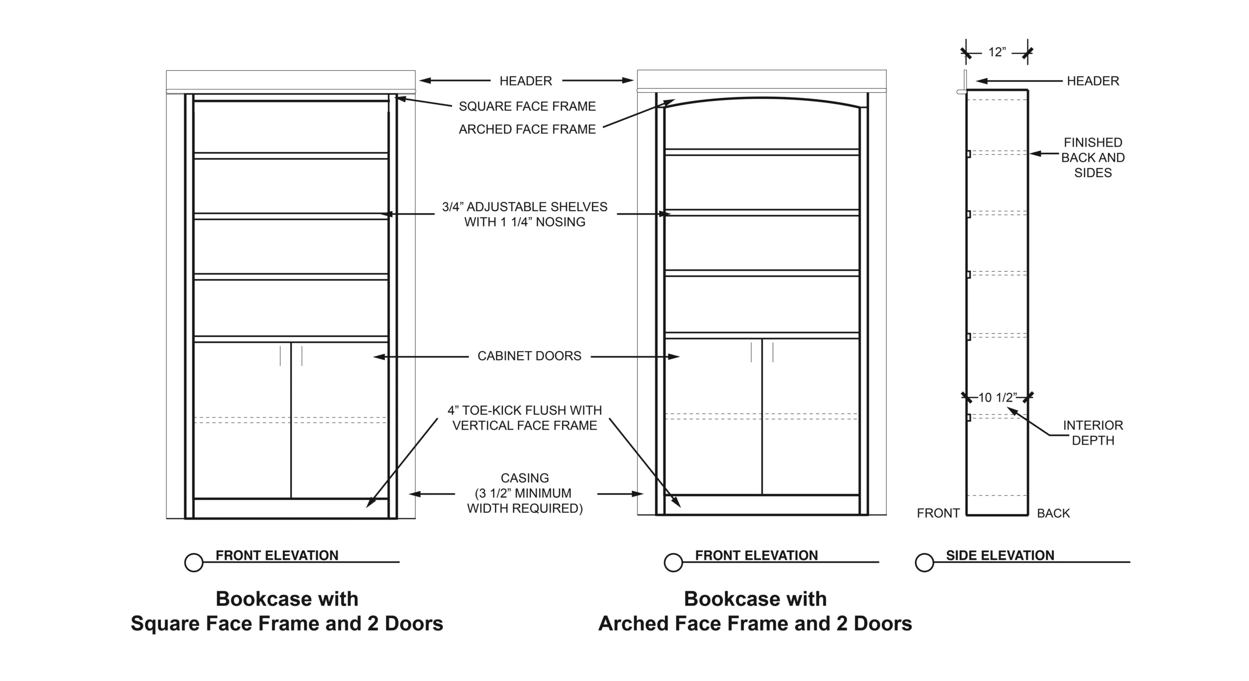Hidden Door Bookcase - 2 Drawers